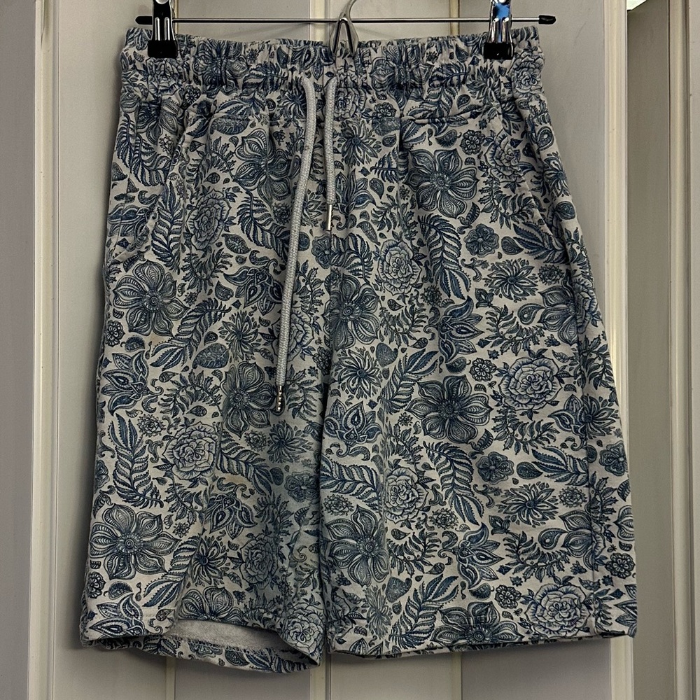 Blue and white sweat shorts